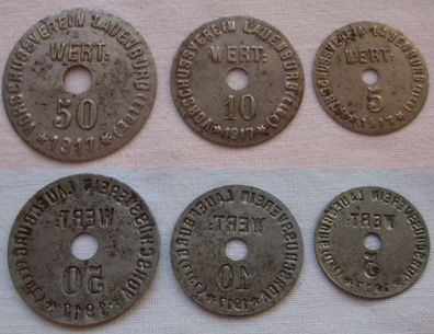 5, 10 und 50 Pfennig Eisen Notmünzen Notgeld Vorschußverein Lauenburg (131880)