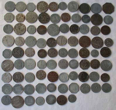 kleine Sammlung mit 87 Kleinmünzen Deutsches Notgeld um 1920 (101097)