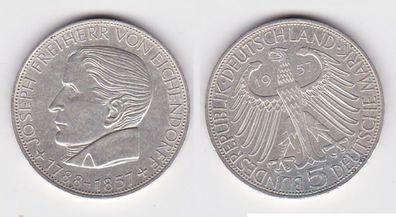 BRD Gedenk Münze 5 Mark Freiherr von Eichendorff 1957 (141705)