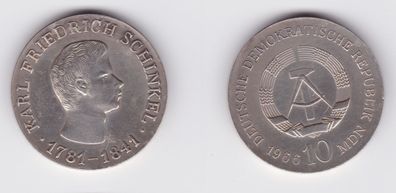 DDR Gedenk Münze 10 Mark Karl Friedrich Schinkel 1966 Silber f. Stgl. (136892)