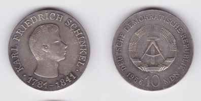DDR Gedenk Münze 10 Mark Karl Friedrich Schinkel 1966 Silber f. Stgl. (136931)