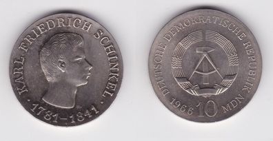 DDR Gedenk Münze 10 Mark Karl Friedrich Schinkel 1966 Silber f. Stgl. (137117)