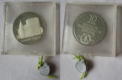 DDR Gedenk Münze 10 Mark Charité Berlin 1986 Silber PP verplombt (104947)