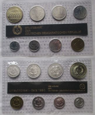 kompletter DDR Kursmünzensatz (KMS) mit 5 Mark 1990 Stgl. in OVP (129681)