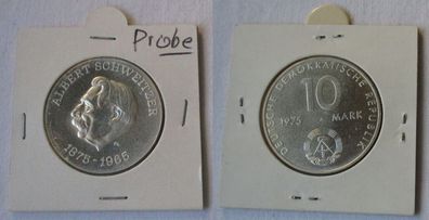 DDR Gedenk Münze 10 Mark Albert Schweitzer 1975 Motivprobe glatter Rand (144603)