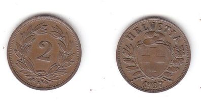 2 Rappen Kupfer Münze Schweiz 1927 B (113927)