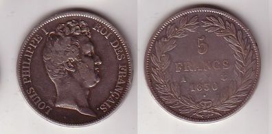 5 Franc Silber Münze Frankreich 1830 A Anker (114054)