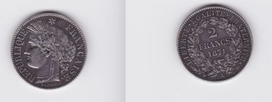 2 Franc Silber Münze Frankreich 1871 A (122099)