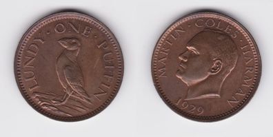 1 Puffin Bronze Münze Lundy 1929 (155779)