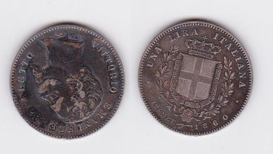 1 Lire Silber Münze Italien 1860 provisorische Regierung Firenze (122503)