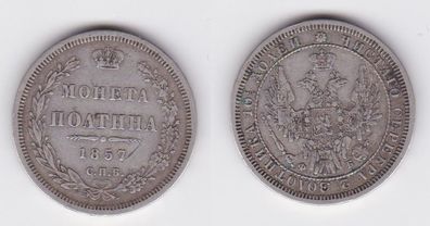 1/2 Rubel Poltina Münze Silber Russland 1857 (124525)