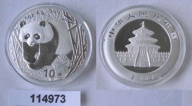 10 Yuan Silber Münze China Panda 2002 1 Unze Feinsilber (114973)