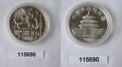 10 Yuan Silber Münze China Panda 1 Unze Feinsilber 1989 Stgl. (115690)