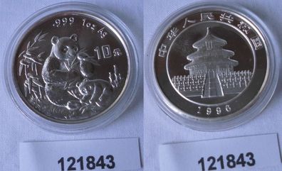 10 Yuan Silber Münze China Panda 1 Unze Feinsilber 1996 Stgl. (121843)