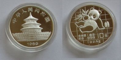 10 Yuan Silber Münze China Panda 1 Unze Feinsilber 1989 Stgl. (131947)