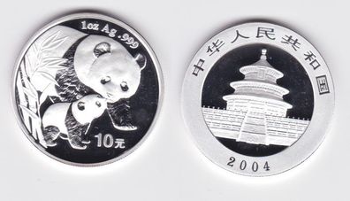 10 Yuan Silber Münze China 2004 Panda 1 Unze Silber (143985)