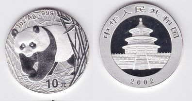 10 Yuan Silber Münze China 2002 Panda 1 Unze Silber (119544)