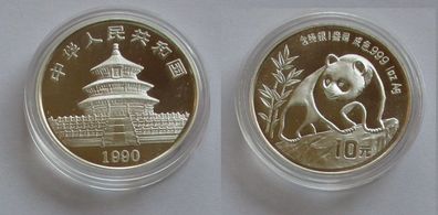 10 Yuan Silber Münze China Panda 1 Unze Feinsilber 1990 Stgl. (131833)