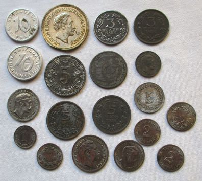 19 seltene alte Spiel Geld Münzen 1 Pfennig bis 20 Mark (124572)
