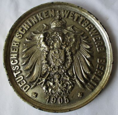 seltene Bronze Guss Plakette Deutscher Schinken Wettbewerb Berlin 1905 (140867)