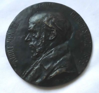 Bronze Medaille Adolf Menzel zum 80-ten Gebursttage 1895 (114331)
