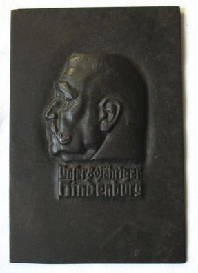 Plakette Eisenguss Lauchhammer Guss 80. Geb. Hindenburg E. Encke (117032)