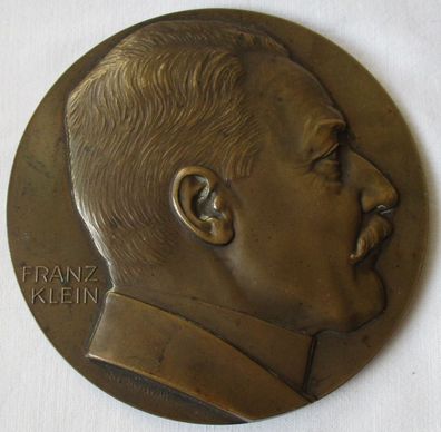 rare Bronze Medaille Franz Klein 60. Geburtstag des Juristen 1914 (145913)