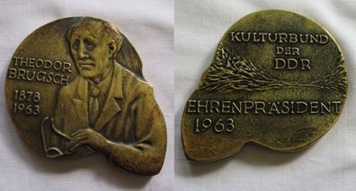 DDR Plakette Kulturbund - Theodor Brugsch 1878-1963 Ehrenpräsident KB (132132)