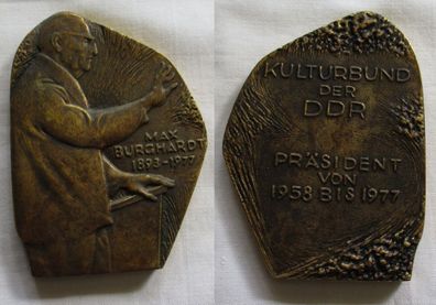 DDR Plakette Kulturbund - Max Burghardt 1893-1977 Präsident KB (134671)