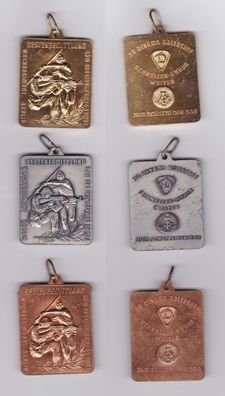 3 DDR Medaillen MfS Wachregiment Berlin in Gold, Silber & Bronze (120141)