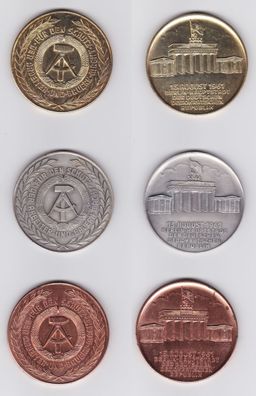 3 seltene DDR Medaillen Grenztruppen 31.08.1961 in Gold, Silber & Bronze(105671)
