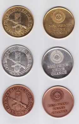 3 seltene Medaillen 35.J. Grenztruppen der DDR in Gold, Silber & Bronze (100663)