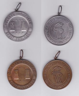 2 DDR Medaillen 10 Jahre Pionierpark Ernst Thälmann in Silber & Bronze (138749)