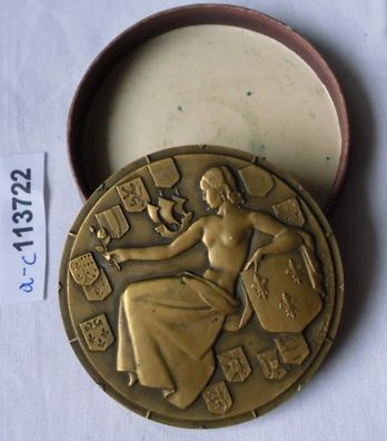 Bronze Medaille Frankreich Transatlantique Dampfer "Ile de France" (113722)
