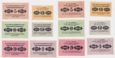 6 Banknoten Kriegsgefangenengeld Bergdirektion Eisenerz 1. Weltkrieg (130360)