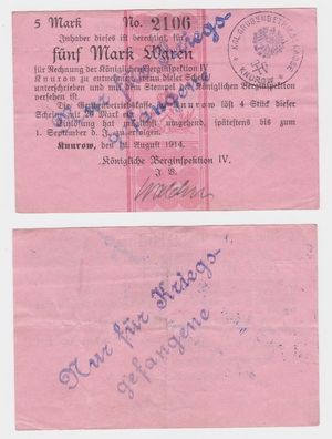 5 Mark Banknote Knurow königliche Berginspektion 1914 (124871)