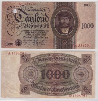 1000 Mark Banknote Patrizier Wedigh Berlin 11.10.1924 Rosenberg 172 a (136852)