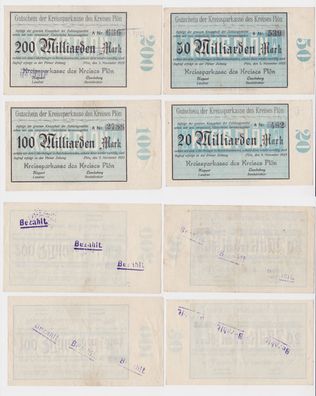 20 - 200 Milliarde Mark Banknote Inflation Notgeld Kreis Plön 5.11.1923 (137863)