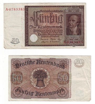 Banknote 50 Rentenmark Dt. Reich 6.7.1934 Rosenberg 165 (BN6971)