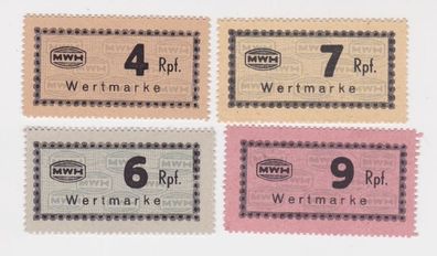 4 Wertmarken Banknoten KZ Prämiengeld Aussenlager Holleischen (144017)