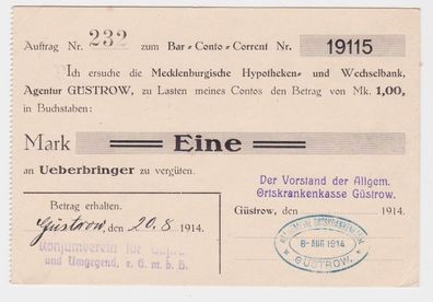 Eine Mark Banknote 1914 Mecklenburg-Schwerin, Güstrow 1914 (132598)