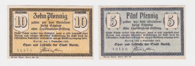 5/ 10 Pfennig Banknoten Notgeld Spar- & Leihkasse der Stadt Aurich 1918 (137380)