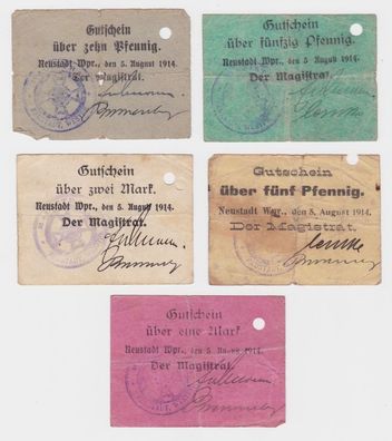 5 Banknoten Neustadt in Westpreußen Wejherowo 5.8.1914 (122134)