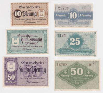 kompletter Satz 10 - 50 Pfennig Banknoten Notgeld Stadt Crimmitschau (136035)
