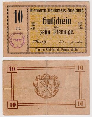 10 Pfennig Banknote Pegau Bismarck Denkmal Ausschuss ohne Datum (120732)