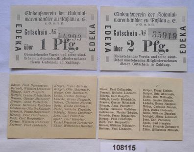 1 und 2 Pfennig Banknoten Notgeld Einkaufsverein Roßlau a.E. (108115)