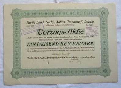 1.000 RM Aktie Moritz Blank Nachf. AG Leipzig 19.02.1925 (146963)