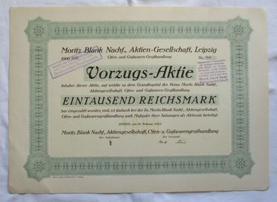1.000 RM Aktie Moritz Blank Nachf. AG Leipzig 19.02.1925 (147167)