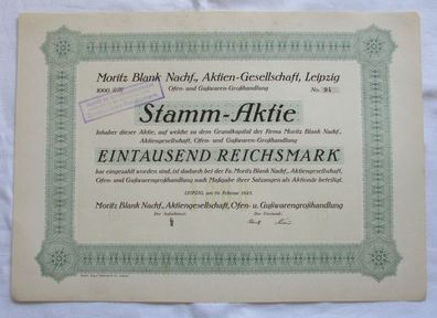 1.000 RM Aktie Moritz Blank Nachf. AG Leipzig 19.02.1925 (146824)
