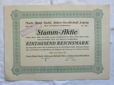 1.000 RM Aktie Moritz Blank Nachf. AG Leipzig 19.02.1925 (147130)